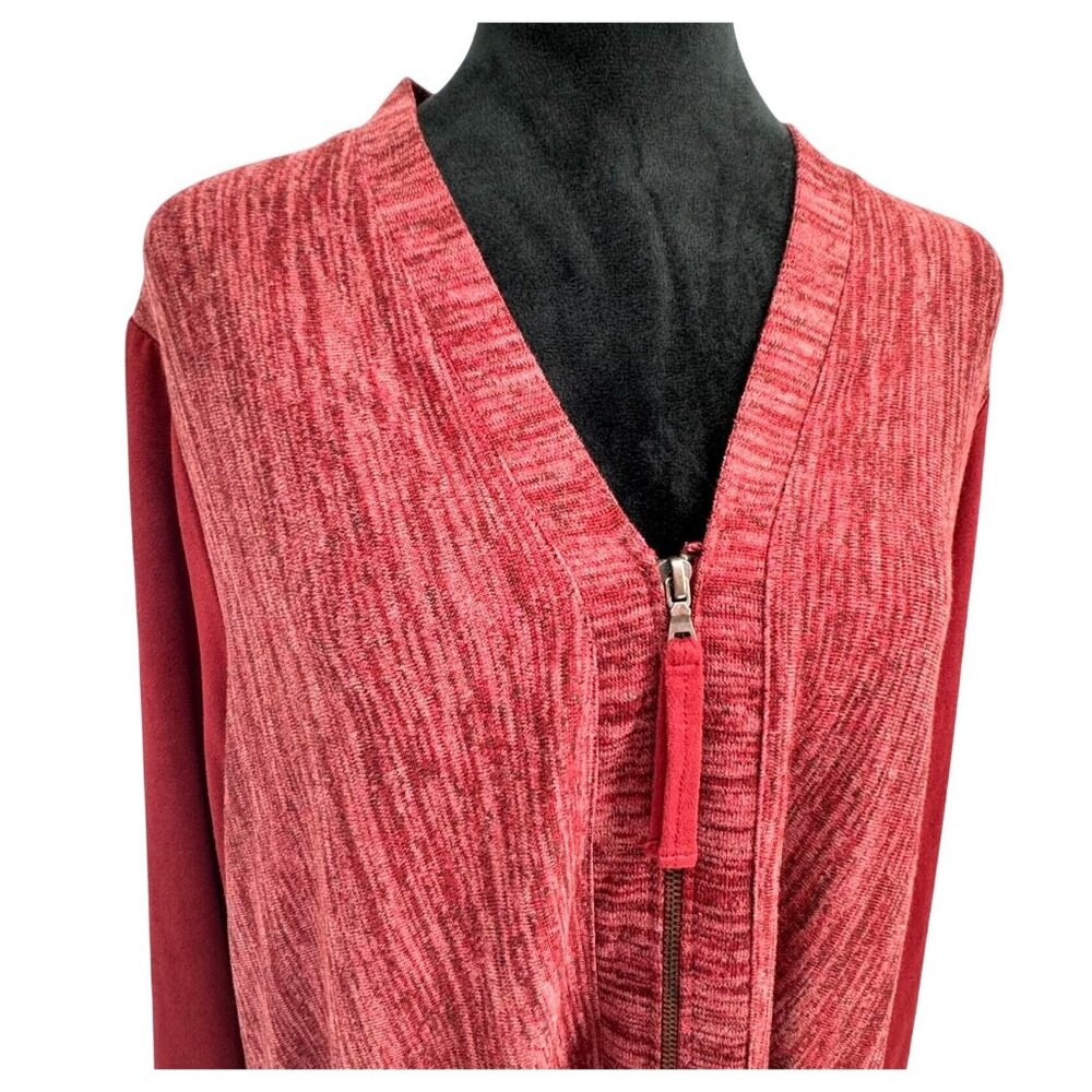 Logo Lori Goldstein Womens Lightweight Cardigan Size XL Asymmetrical Hem Stretch